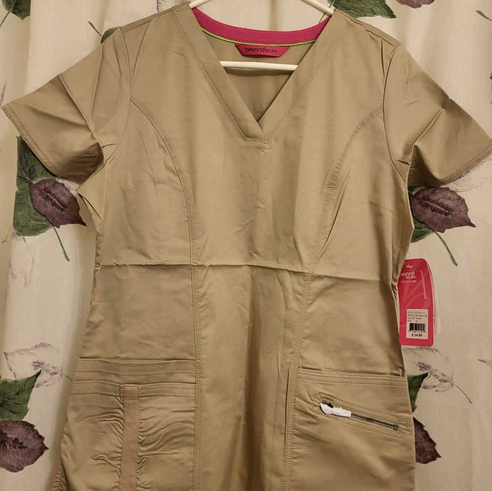 Khaki scrub top M by Scrubs and Beyond, 2nd same item included free